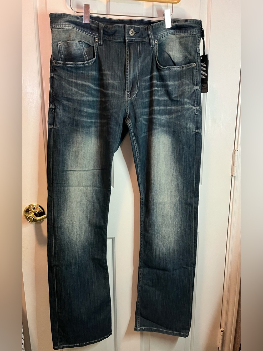 NWT Mens Buffalo David Bitton Distressed Blue Jeans Classic Straight Fit 34X32